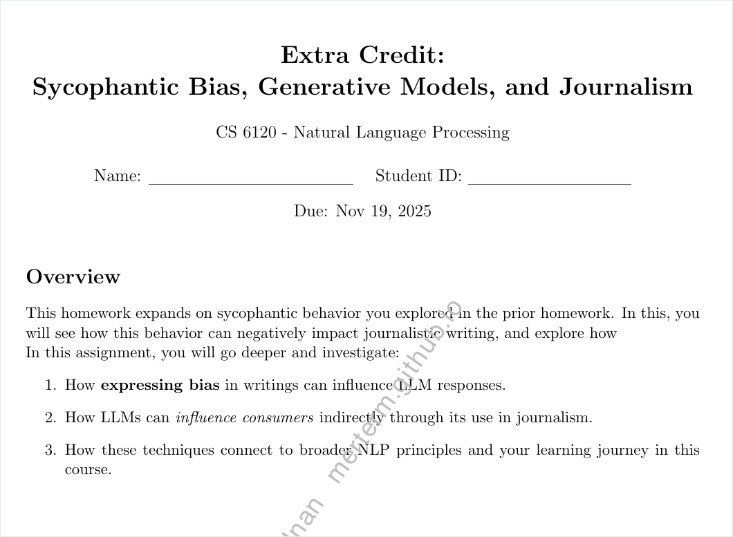 Extra-credit excerpt: sycophantic bias in generative models and journalism